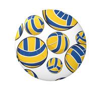 Badge rond de volleyball jaune et bleu - Design en fer blanc durable avec impression sur un seul côté, parfait pour les cadeaux personnalisés et la décoration de vêtements, taille unique