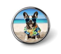 Badge rond d'été en forme de bouledogue français mignon en émail broche bouton broche personnalisée vêtements décoration unisexe porte-badge chapeaux sacs chemises décoration