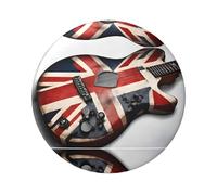 Badge rond drapeau britannique en forme de guitare - Design en fer blanc durable avec impression sur un seul côté, parfait pour les cadeaux personnalisés et la décoration de vêtements, taille unique