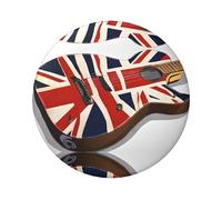 Badge rond drapeau britannique en forme de guitare - Design en fer blanc durable avec impression sur un seul côté, parfait pour les cadeaux personnalisés et la décoration de vêtements, taille unique