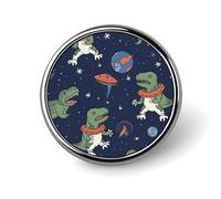 Badge rond drôle d'astronaute dinosaure fusée personnalisé broche de revers léger et durable en fer blanc pour chapeau, vêtements, sac à dos, épingles décoratives, circulaire, alliage d'aluminium