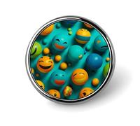 Badge rond élégant avec visage souriant imprimé 2,5 cm - Épinglette en alliage d'aluminium avec transfert de chaleur, épingle en métal léger pour chemises, vestes, cadeaux uniques