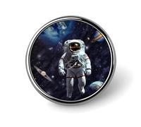 Badge rond élégant imprimé astronaute spatial de 2,5 cm - Épinglette en alliage d'aluminium avec transfert de chaleur, épingle en métal léger pour chemises, vestes, cadeaux uniques