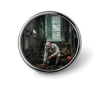 Badge rond élégant sur le thème de l'horreur d'Halloween imprimé 2,5 cm - Épinglette en alliage d'aluminium avec transfert de chaleur, épingle en métal léger pour chemises, vestes, cadeaux uniques