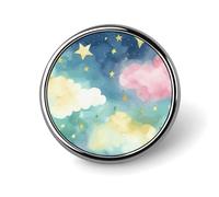 Badge rond en alliage d'aluminium de qualité supérieure, broche aquarelle étoiles, accessoires cadeaux, emblème en métal léger pour homme et femme, épinglette durable et tendance pour chapeau, veste