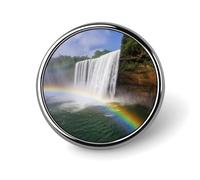 Badge rond en alliage d'aluminium de qualité supérieure, broche cascade et arc-en-ciel, accessoires cadeaux, emblème en métal léger pour homme et femme, épinglette durable et tendance pour chapeau
