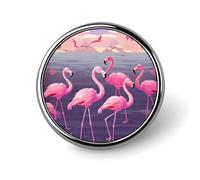 Badge rond en alliage d'aluminium de qualité supérieure, broche de flamants roses tropicaux, accessoires cadeaux, emblème en métal léger pour homme et femme, épingle à revers durable et tendance pour