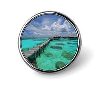 Badge rond en alliage d'aluminium de qualité supérieure, broche de paysage des Maldives, accessoires cadeaux, emblème en métal léger pour homme et femme, épinglette durable et tendance pour chapeau
