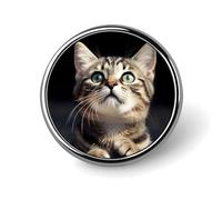 Badge rond en alliage d'aluminium de qualité supérieure, broche en forme de chat, accessoires cadeaux, emblème en métal léger pour homme et femme, épinglette durable et tendance pour chapeau, veste