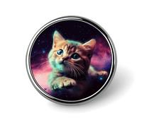 Badge rond en alliage d'aluminium de qualité supérieure, broche en forme de chat galaxie, accessoires cadeaux, emblème en métal léger pour homme et femme, épinglette durable et tendance pour chapeau