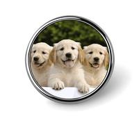 Badge rond en alliage d'aluminium de qualité supérieure, broche en forme de chiots Golden Retriever, accessoires cadeaux, emblème en métal léger pour homme et femme, épinglette durable et tendance