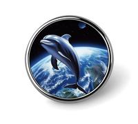 Badge rond en alliage d'aluminium de qualité supérieure, broche en forme de dauphin, accessoires cadeaux, emblème en métal léger pour homme et femme, épingle à revers durable et tendance pour chapeau