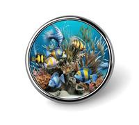 Badge rond en alliage d'aluminium de qualité supérieure, broche en forme de poisson 3D, accessoires cadeaux, emblème en métal léger pour homme et femme, épinglette durable et tendance pour chapeau