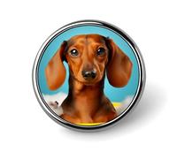 Badge rond en alliage d'aluminium de qualité supérieure, broche en forme de teckel, accessoires cadeaux, emblème en métal léger pour homme et femme, épinglette durable et tendance pour chapeau, veste