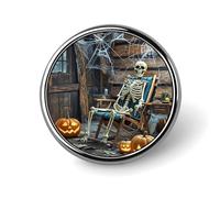 Badge rond en alliage d'aluminium de qualité supérieure, broche fantôme squelette terrifiant, accessoires cadeaux, emblème en métal léger pour homme et femme, épinglette durable et tendance pour