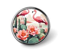 Badge rond en alliage d'aluminium de qualité supérieure, broche flamant rose vert, accessoires cadeaux, emblème en métal léger pour homme et femme, épinglette durable et tendance pour chapeau, veste