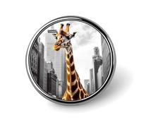 Badge rond en alliage d'aluminium de qualité supérieure, broche girafe à New York, accessoires cadeaux, emblème en métal léger pour homme et femme, épinglette durable et tendance pour chapeau, veste