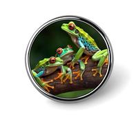 Badge rond en alliage d'aluminium de qualité supérieure, broche grenouilles et libellules colorées, accessoires cadeaux, emblème en métal léger pour homme et femme, épinglette durable et tendance pour