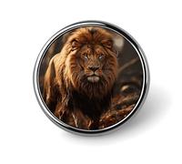 Badge rond en alliage d'aluminium de qualité supérieure, broche image de lion, accessoires cadeaux, emblème en métal léger pour homme et femme, épinglette durable et tendance pour chapeau, veste, sac