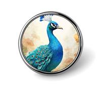 Badge rond en alliage d'aluminium de qualité supérieure, broche paon bleu dessin animé, accessoires cadeaux, emblème en métal léger pour homme et femme, épinglette durable et tendance pour chapeau