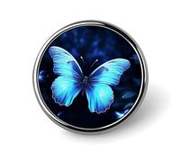 Badge rond en alliage d'aluminium de qualité supérieure, broche papillon bleu, accessoires cadeaux, emblème en métal léger pour homme et femme, épinglette durable et tendance pour chapeau, veste, sac