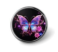 Badge rond en alliage d'aluminium de qualité supérieure, broche papillon violet, accessoires cadeaux, emblème en métal léger pour homme et femme, épinglette durable et tendance pour chapeau, veste