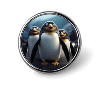 Badge rond en alliage d'aluminium de qualité supérieure, broche pingouins amusants, accessoires cadeaux, emblème en métal léger pour homme et femme, épinglette durable et tendance pour chapeau, veste