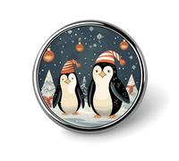 Badge rond en alliage d'aluminium de qualité supérieure, broche pingouins de Noël, accessoires cadeaux, emblème en métal léger pour homme et femme, épinglette durable et tendance pour chapeau, veste