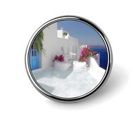 Badge rond en alliage d'aluminium de qualité supérieure, broche romantique blanche de la mer Égée, accessoires cadeaux, emblème en métal léger pour homme et femme, épinglette durable et tendance pour