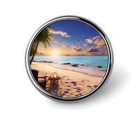 Badge rond en alliage d'aluminium de qualité supérieure, broche romantique de plage, accessoires cadeaux, emblème en métal léger pour homme et femme, épinglette durable et tendance pour chapeau, veste
