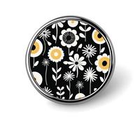 Badge rond en alliage d'aluminium de qualité supérieure, broche simple traits de fleurs, accessoires cadeaux, emblème en métal léger pour homme et femme, épinglette durable et tendance pour chapeau