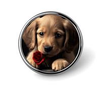 Badge rond en alliage d'aluminium de qualité supérieure, jolie broche en forme de chien, accessoire cadeau, emblème en métal léger pour homme et femme, épinglette durable et tendance pour chapeau