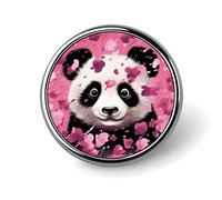 Badge rond en coton rose panda mignon émail broche bouton broche personnalisée vêtements décoration unisexe porte-badge chapeaux sacs chemises décoration