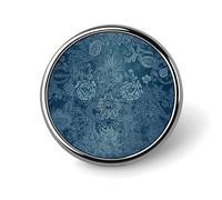 Badge rond en dentelle florale bleue - Épinglette en émail - Broche à bouton personnalisé - Décoration de vêtements unisexe - Porte-badge, chapeaux, sacs, chemises