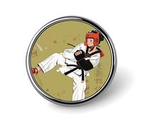 Badge rond en émail au design taekwondo - Broche à boutons - Décoration personnalisée pour vêtements - Unisexe - Porte-badge, chapeaux, sacs, chemises