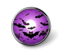 Badge rond en émail avec chauve-souris violettes volantes d'Halloween - Broche à boutons - Décoration personnalisée pour vêtements - Porte-badge unisexe - Pour chapeaux, sacs, chemises