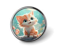 Badge rond en émail avec motif chats mignons - Broche à boutons - Décoration de vêtements - Unisexe - Porte-badge pour chapeaux, sacs, chemises