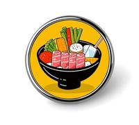 Badge rond en émail avec motif de dessin animé Hotpot - Décoration de vêtements - Unisexe - Porte-badge, chapeaux, sacs, chemises