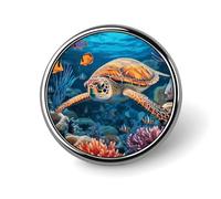 Badge rond en émail avec poisson tropical et étoile de mer - Décoration personnalisée pour vêtements, chapeaux, sacs, chemises