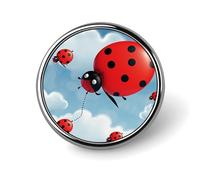 Badge rond en émail coccinelle et nuage - Broche à boutons - Décoration personnalisée pour vêtements - Unisexe - Porte-badge, chapeaux, sacs, chemises