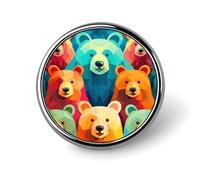 Badge rond en émail coloré avec ours mignons - Broche à boutons - Décoration personnalisée pour vêtements - Porte-badge unisexe - Pour chapeaux, sacs, chemises