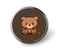 Badge rond en émail marron avec motif d'ours mignon - Broche à boutons - Décoration de vêtements - Unisexe - Porte-badge, chapeaux, sacs, chemises