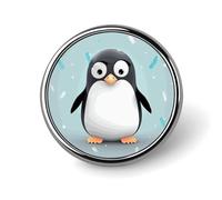 Badge rond en émail mignon pingouin - Broche à boutons - Décoration personnalisée pour vêtements - Porte-badge unisexe - Pour chapeaux, sacs, chemises