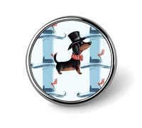 Badge rond en émail motif teckel parisien - Broche à boutons - Décoration personnalisée pour vêtements - Unisexe - Porte-badge, chapeaux, sacs, chemises