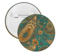 Badge rond en fer blanc avec motif cachemire jaune - Grand bouton artisanal - Convient pour les enseignants, les infirmières, les médecins, le personnel, les cadeaux de fête, 20pcs, Plastique
