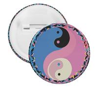 Badge rond en fer blanc avec motif Yin Yang - Grand bouton artisanal - Convient pour les enseignants, les infirmières, les médecins, le personnel, les cadeaux de fête, 5PCS, Plastique, Plastiques