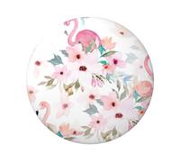 Badge rond en fer blanc imprimé floral avec flamant rose 6 cm sur un seul côté, parfait pour une décoration personnelle et un cadeau, taille unique, Métal