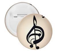 Badge rond en fer blanc imprimé note de musique - Grand bouton artisanal - Convient pour les enseignants, les infirmières, les médecins, le personnel, les cadeaux de fête, 5PCS, Plastique, Plastiques