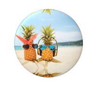 Badge rond en fer blanc imprimé sur un seul côté avec deux ananas sur une seule face, parfait pour une décoration personnelle et un cadeau, taille unique, Métal