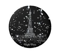 Badge rond en fer blanc imprimé sur un seul côté de la Tour Eiffel de Paris de nuit - Parfait pour une décoration personnelle et un cadeau, taille unique, Métal